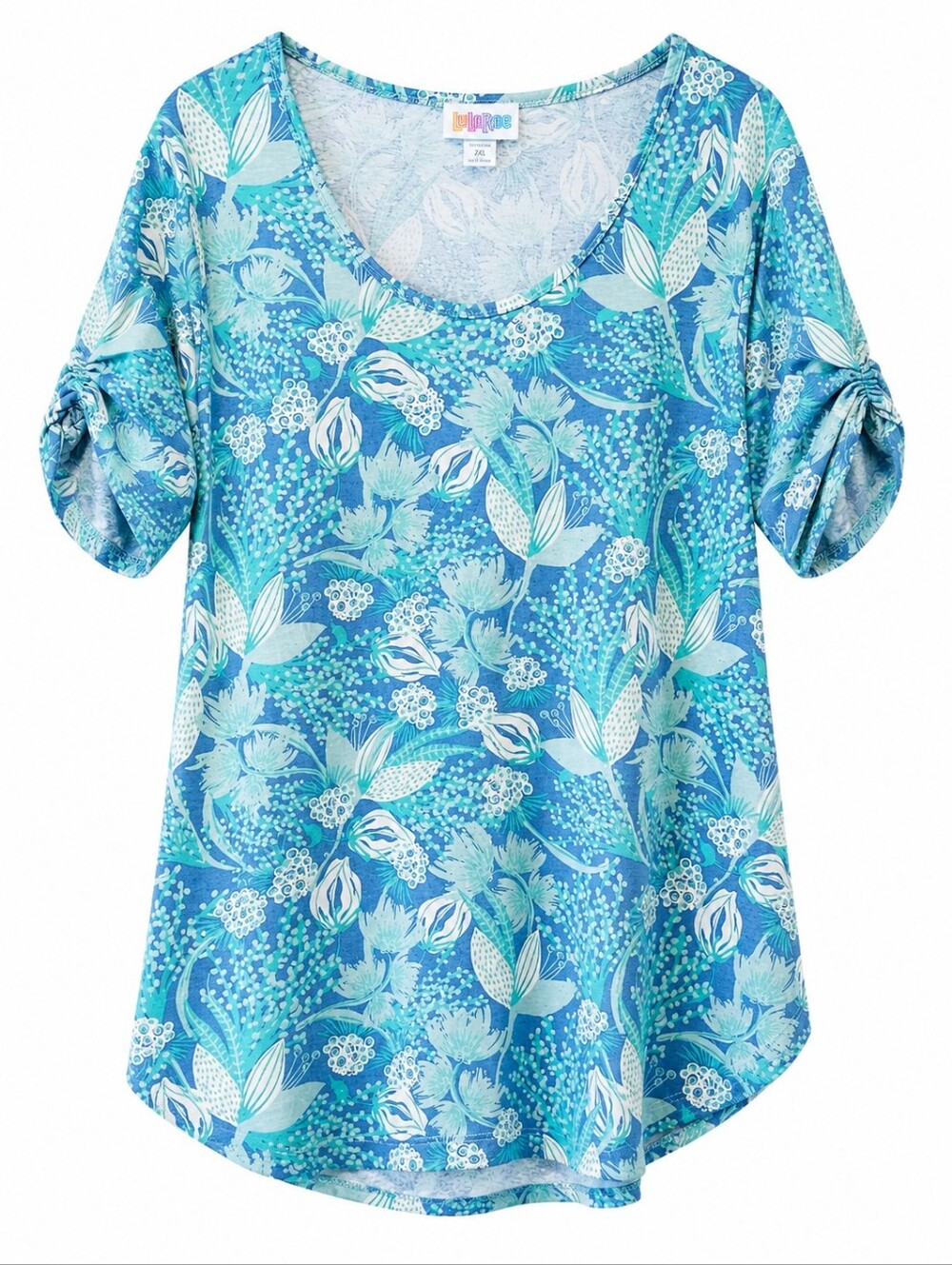 LuLaRoe Blue Floral Morgan Short Sleeve Size XL